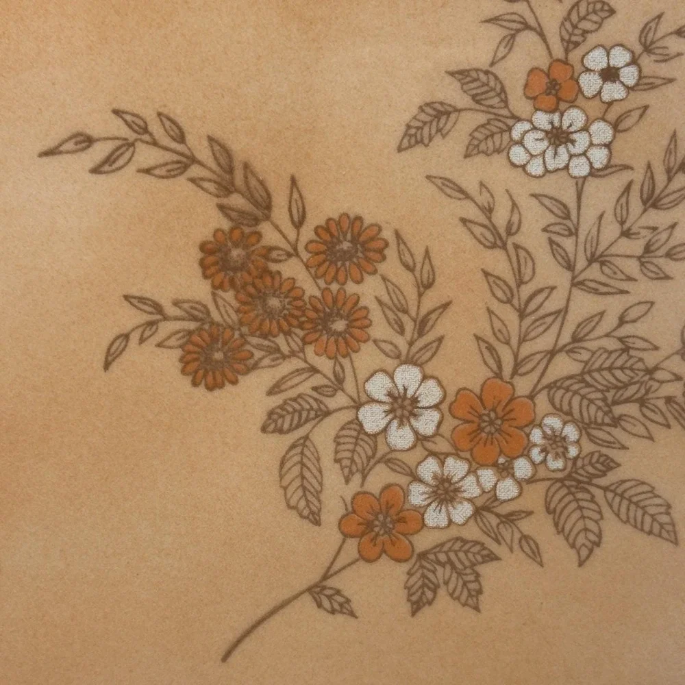 Vintage Tile 6x6‎ Beige with Orange and White Flowers Made in Italy